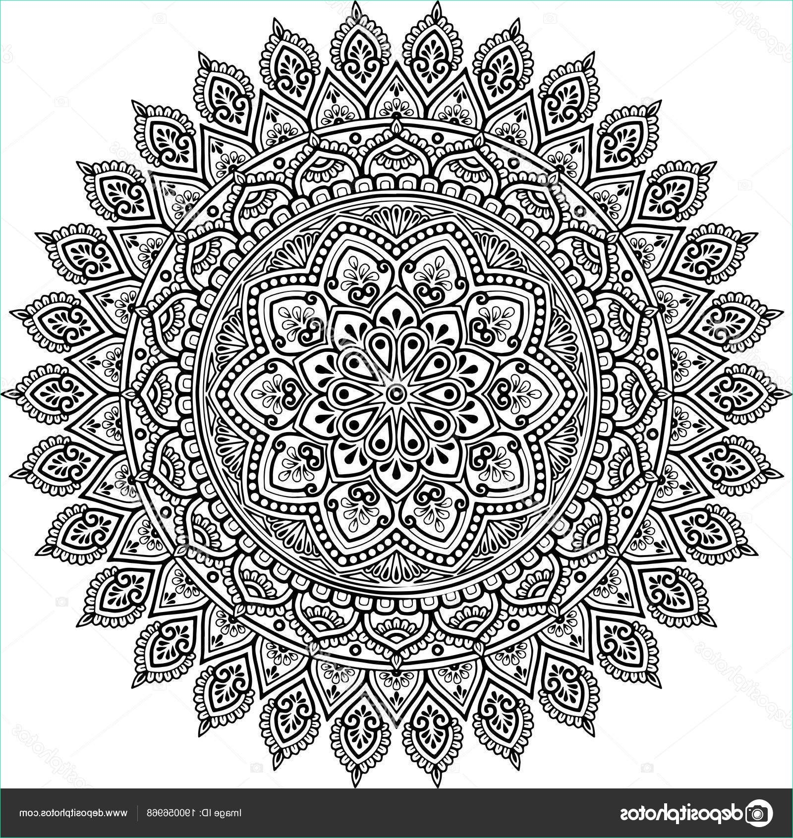 stock illustration mandala pattern black and white