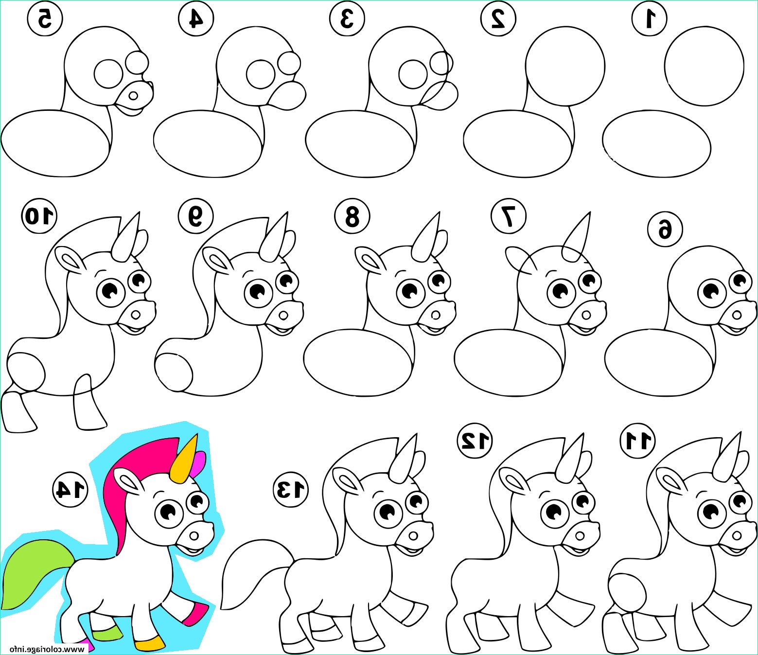 ment dessiner une licorne tutoriel facile etape par etape coloriage