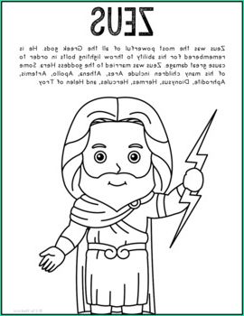 Zeus Greek Mythology Informational Text Coloring Page Craft or Poster