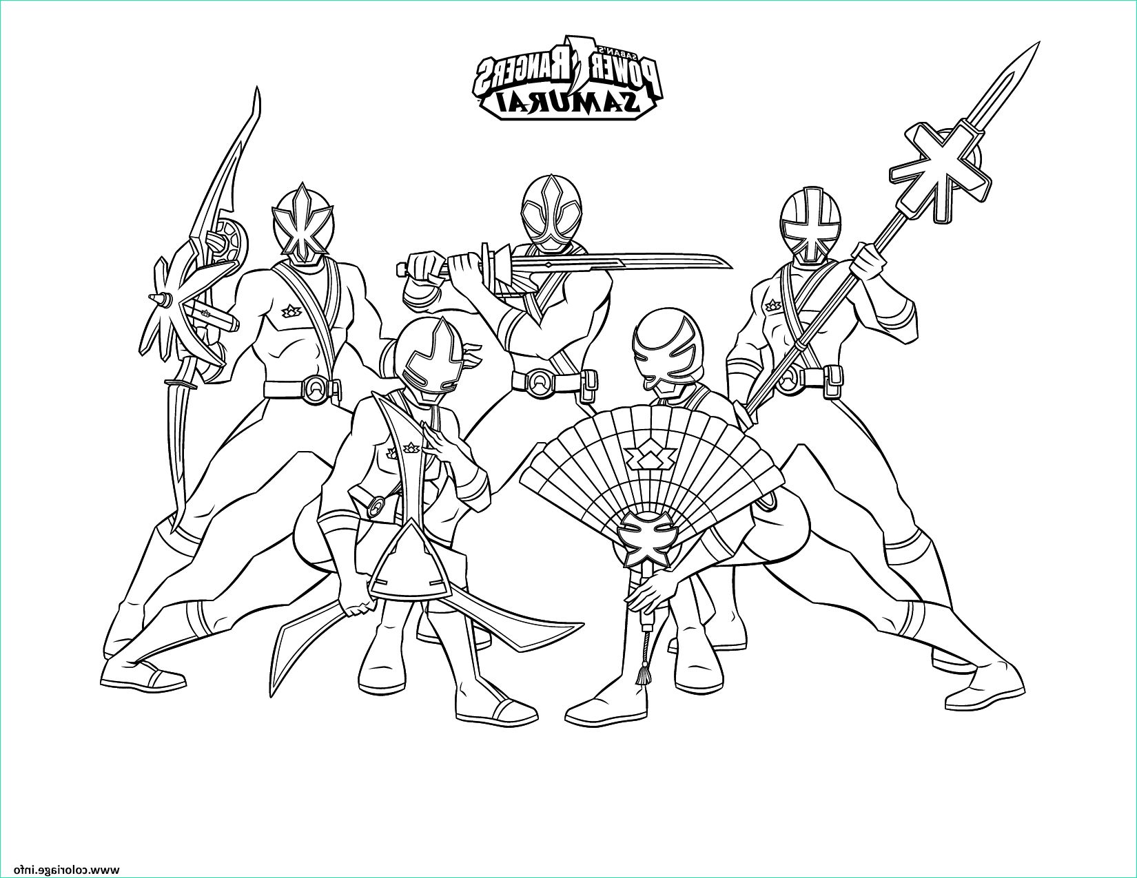 samurai power rangers equipe coloriage dessin