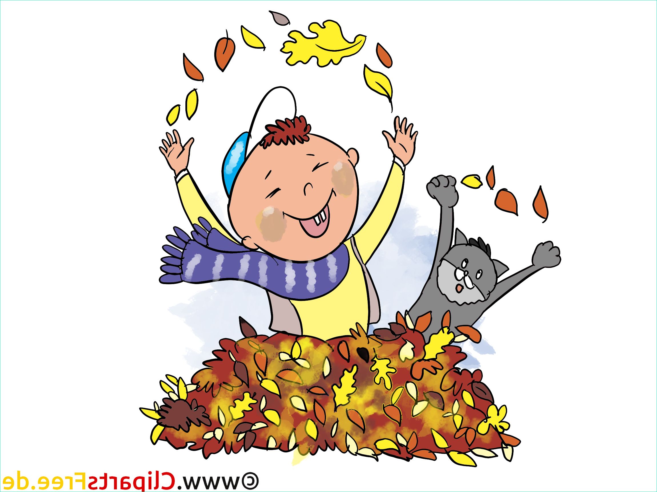 chat feuilles clipart – automne dessins gratuits 7975