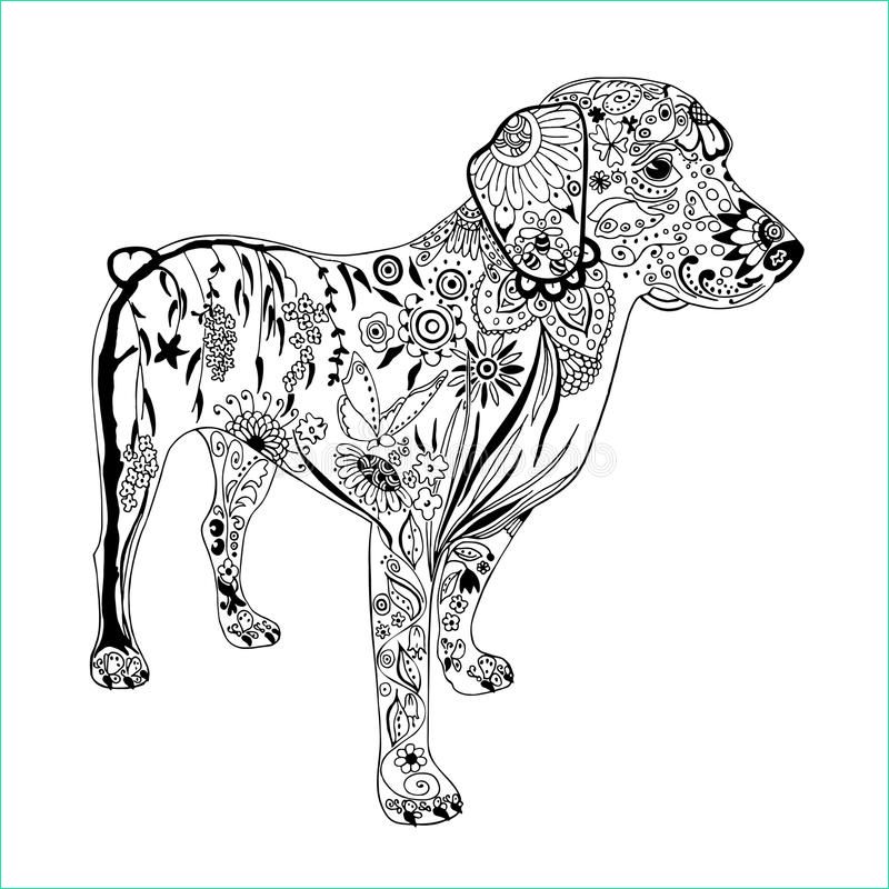 stock illustration patterned dog drawing hand drawn doodle zentangle style vector vector image