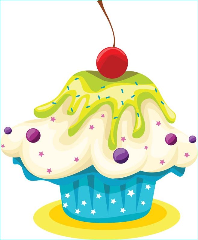delicious cupcakes with sprinkles vector