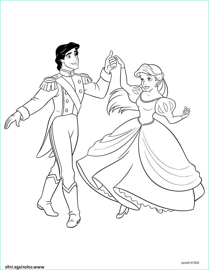ariel princesse disney avec son prince coloriage dessin