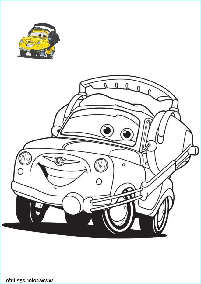 cars 3 luigi personnage dans film cars voiture jaune coloriage dessin