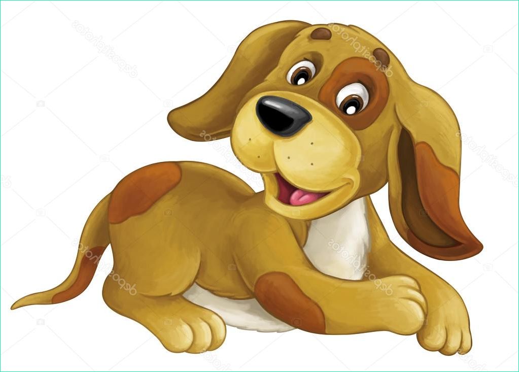 stock photo cartoon happy dog is lying