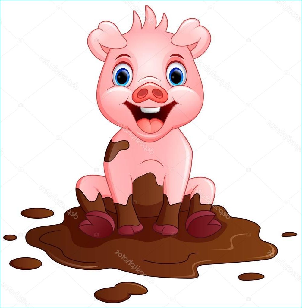 stock illustration cartoon pig play in a