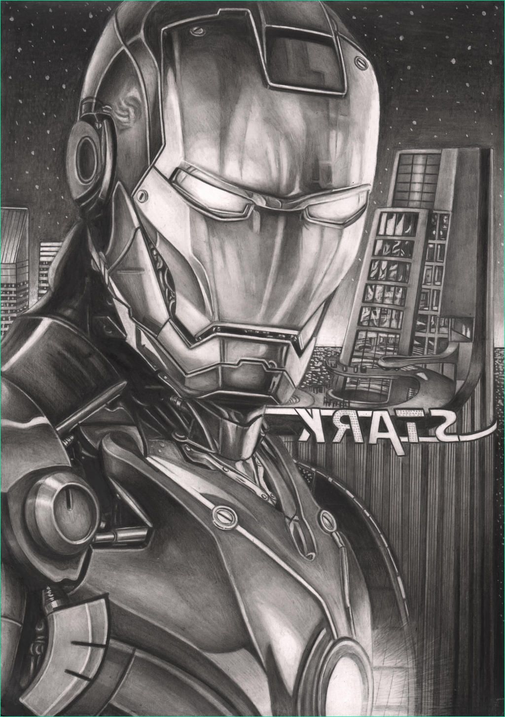 Iron Man graphite drawing