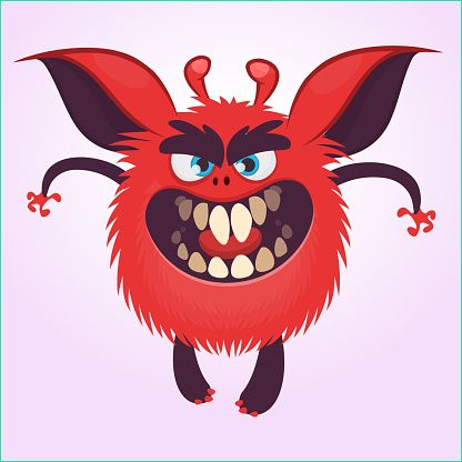 dessin animé effrayant rouge rond illustration du monstre vecteur dun monstre de gm