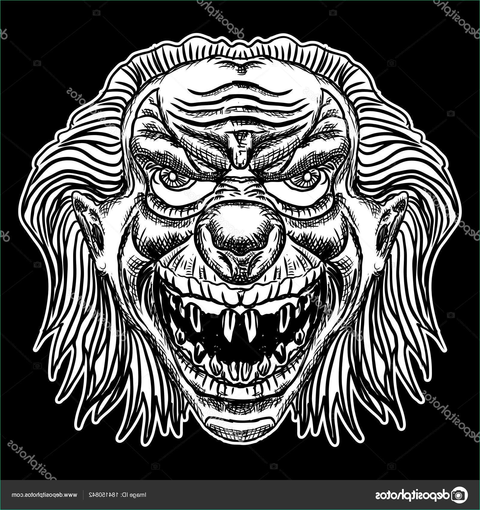 stock illustration evil scary clown monster with