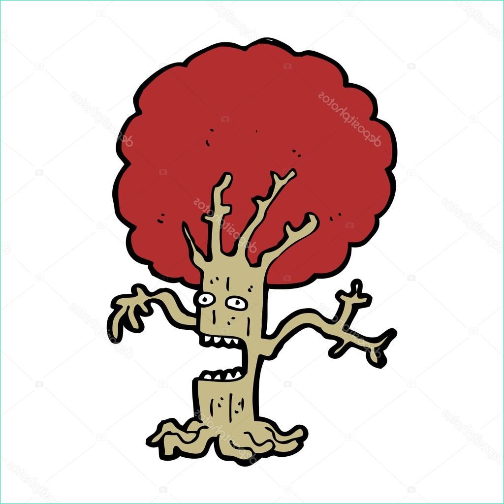 stock illustration cartoon spooky tree monster