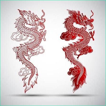 derniere dessin dragon chinois rouge