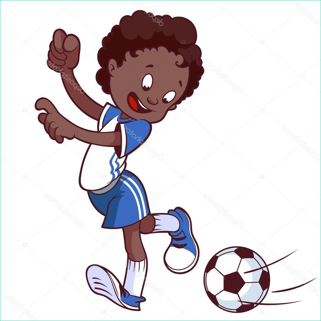 stock illustration cheerful child playing in football