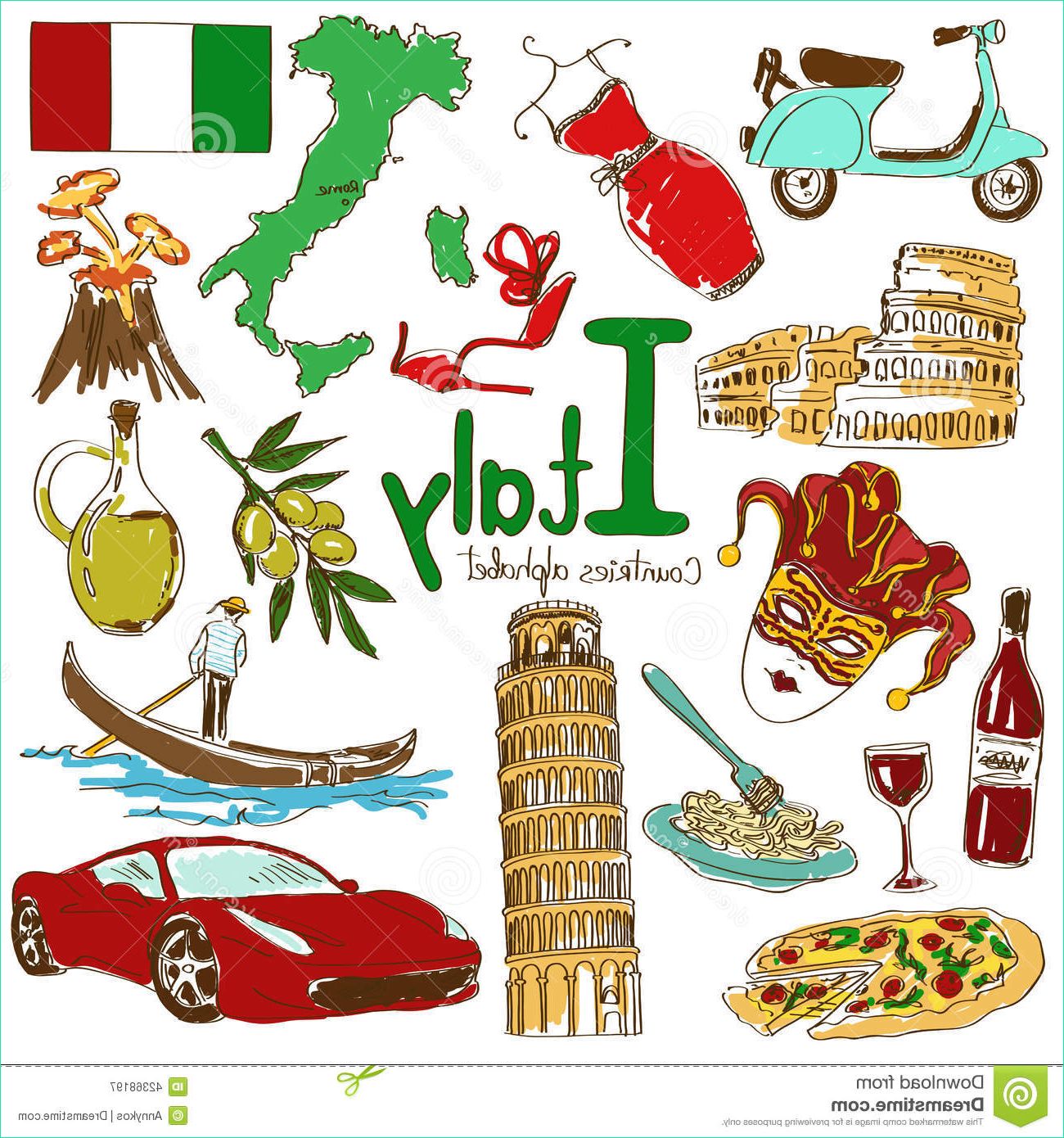 illustration stock collection d ic nes de l italie image