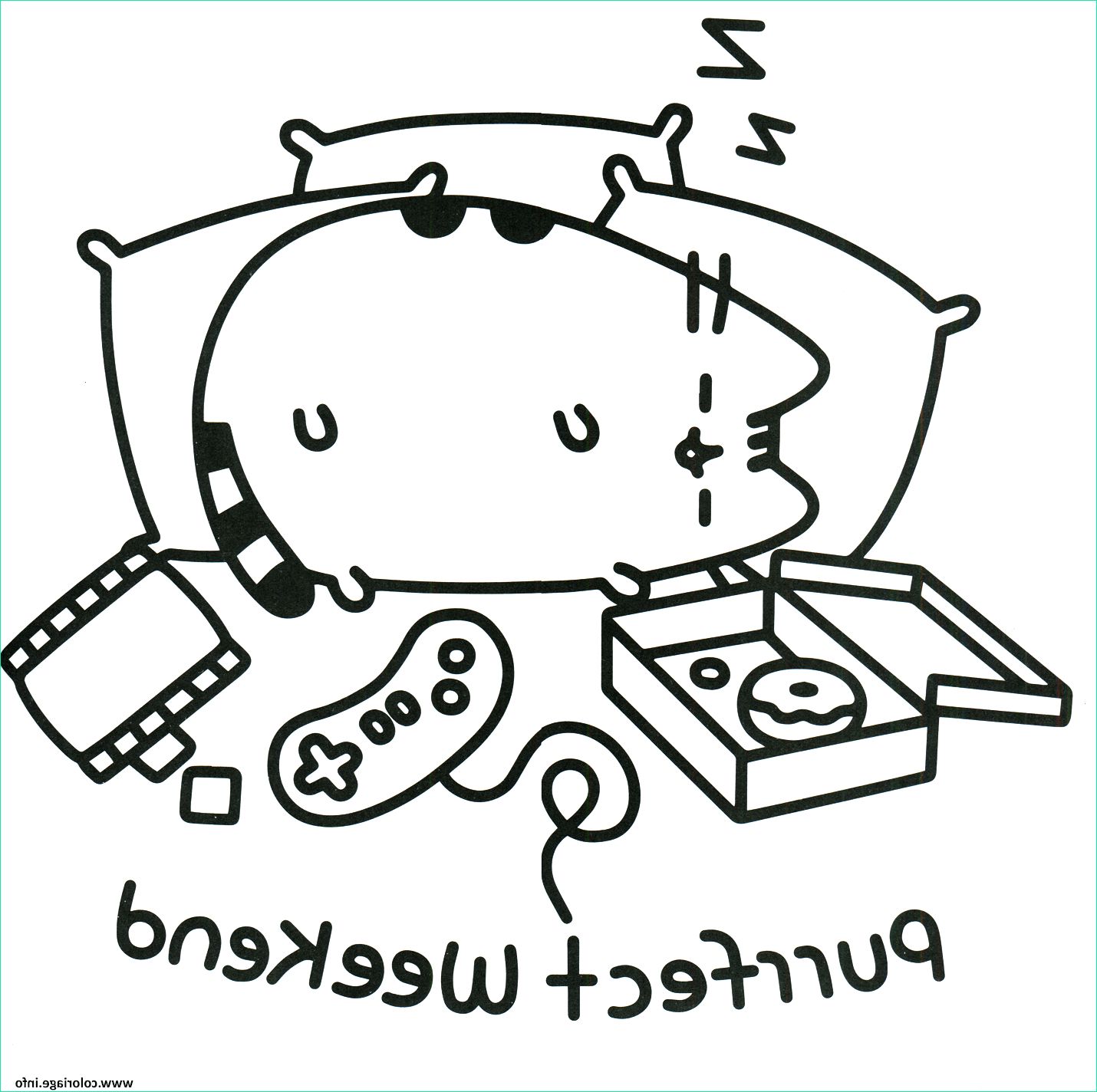 pusheen perfect weekend coloriage dessin