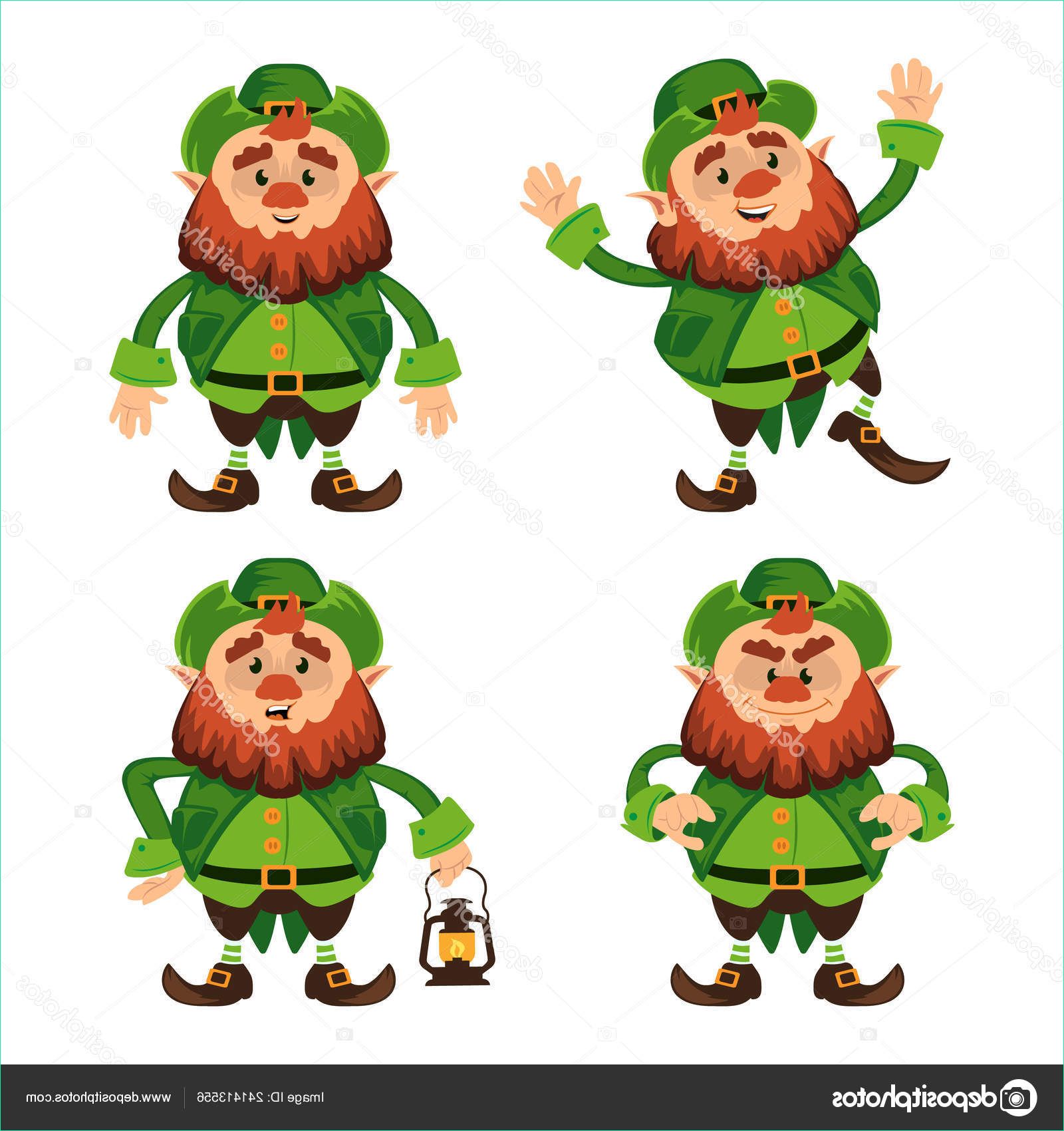 stock illustration leprechaun cartoon character vector set