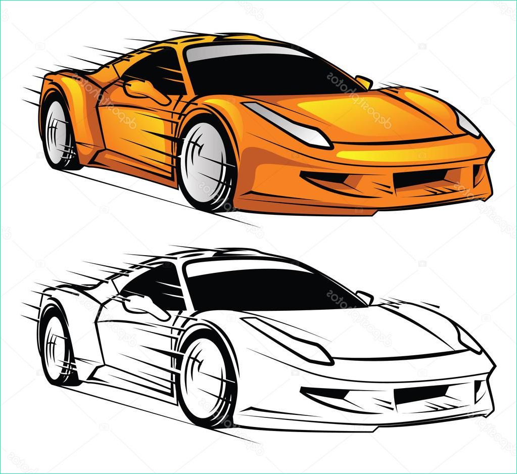 stock illustration coloring book sport car cartoon