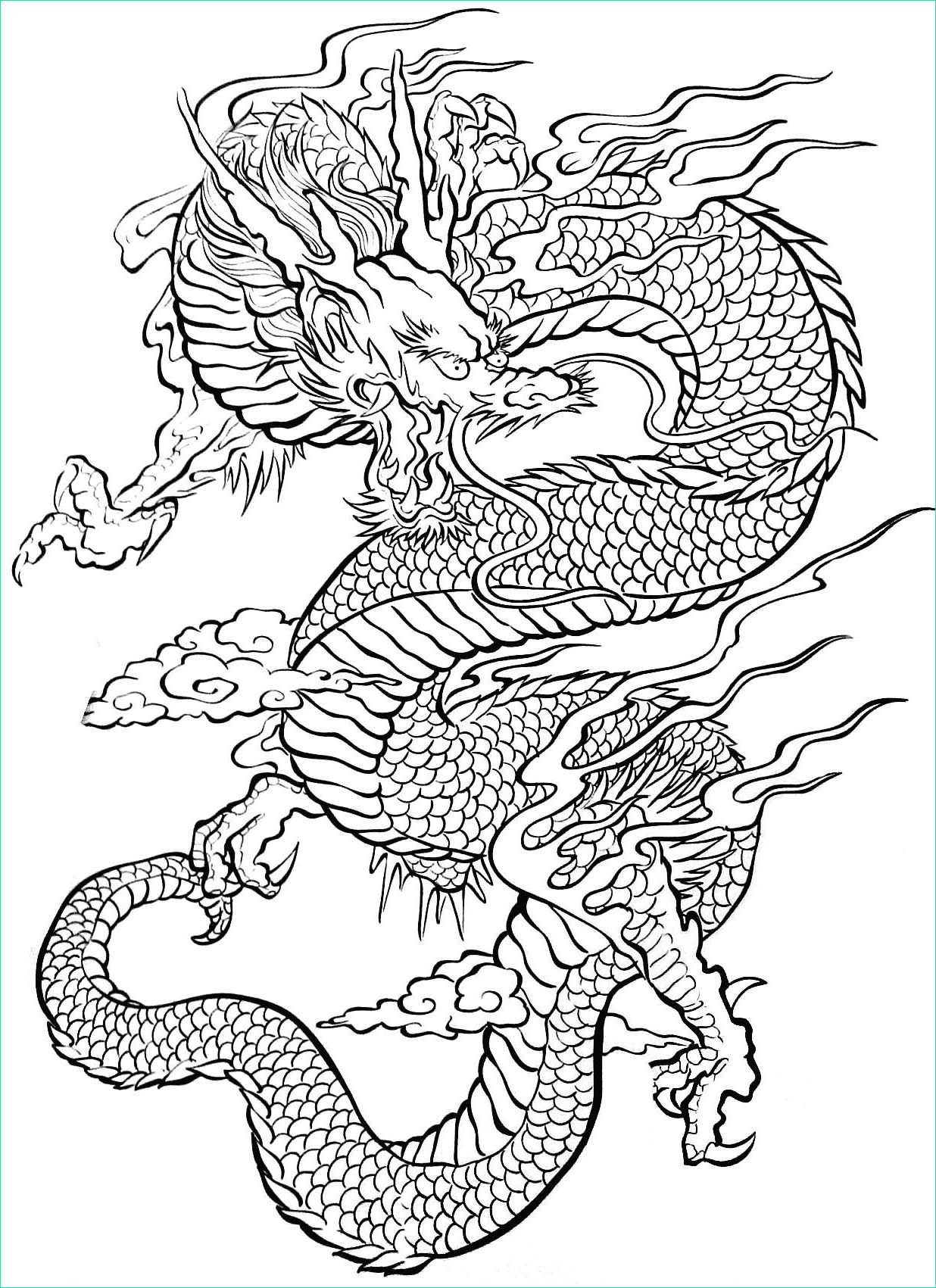 coloriage dragon chinois