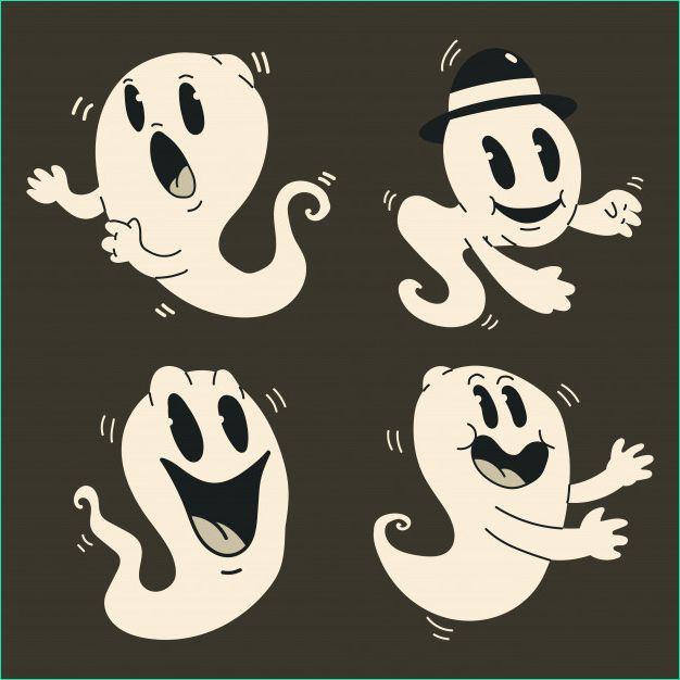 ensemble fantomes dessin anime mignon monstre personnage vintage drole halloween isole