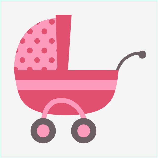 cartoon pink baby carriage illustration