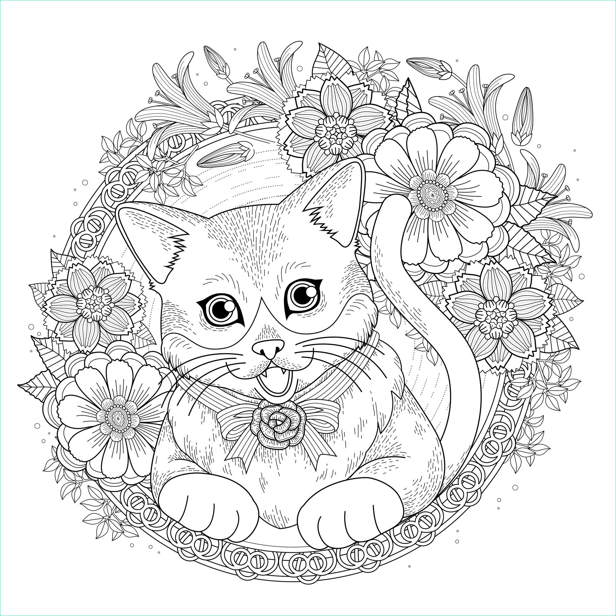 image=chats coloriage chat dans mandala fleuri 1