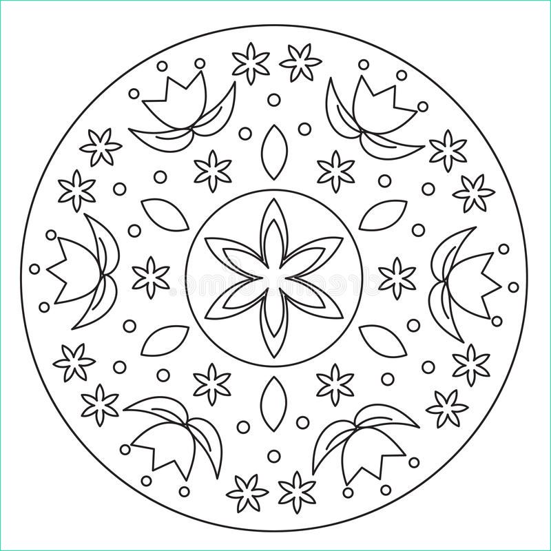 illustration stock mandala simple de coloration de fleur image