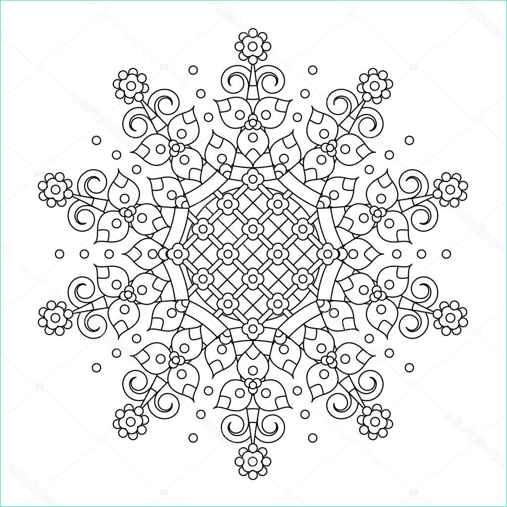 stock illustration mandala or whimsical snowflake line