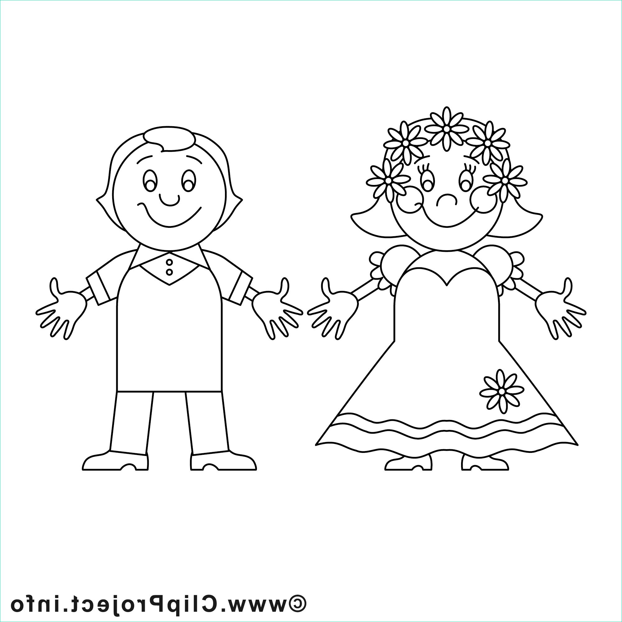 couple dessin – coloriage mariage à télécharger