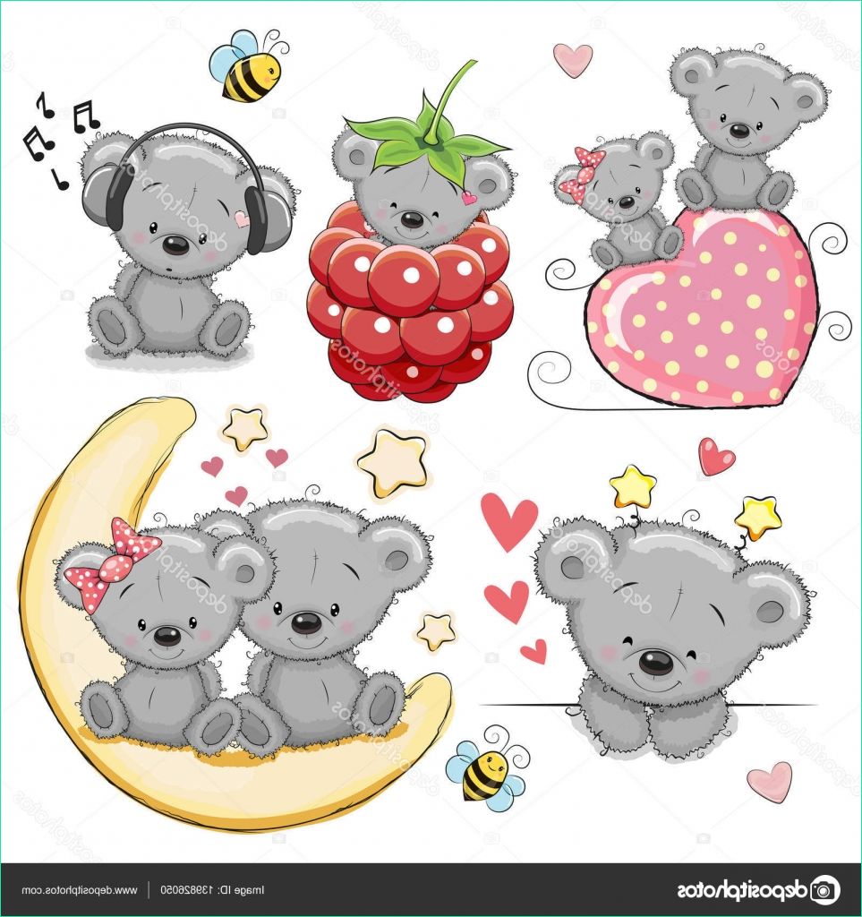 stock illustration set of cute cartoon teddy