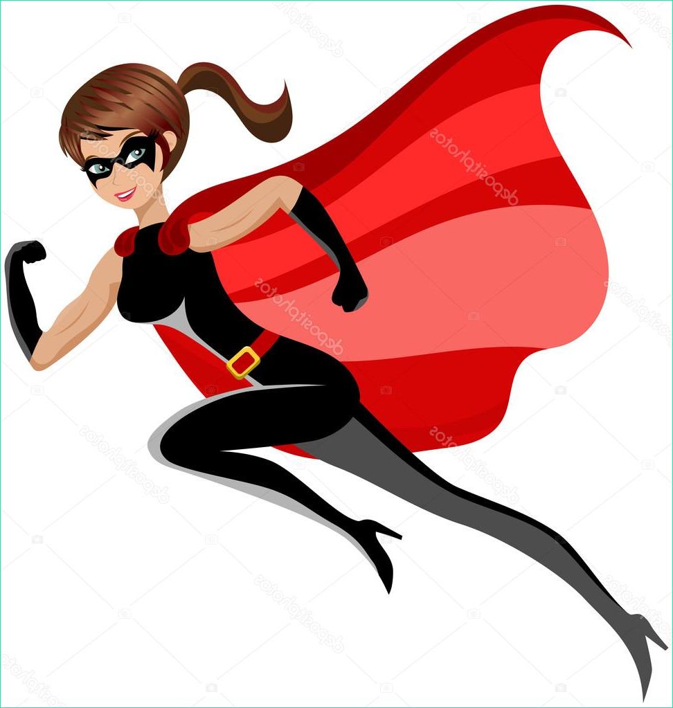 stock illustration superhero woman running flying isolated