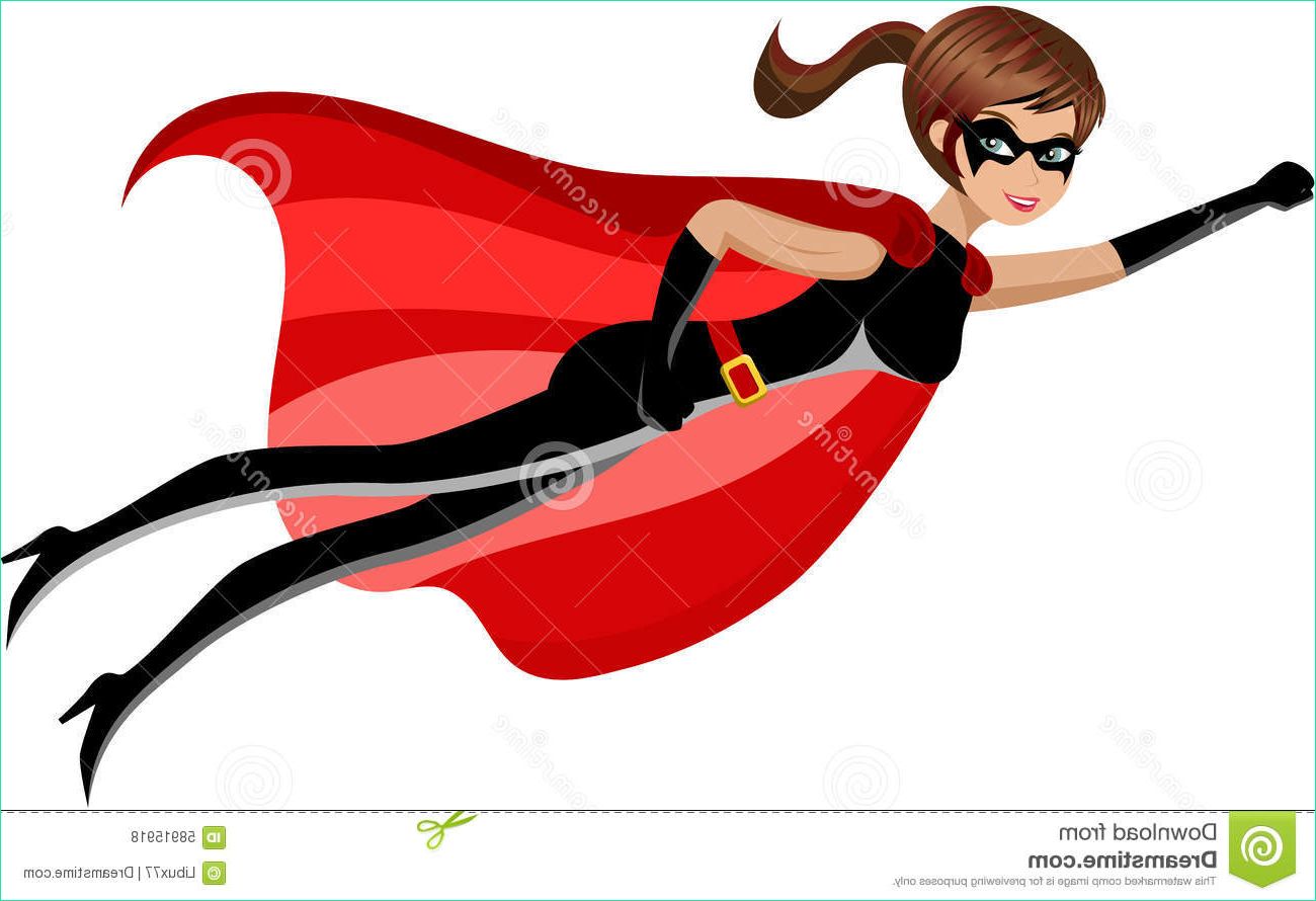 stock illustration superhero woman flying white image