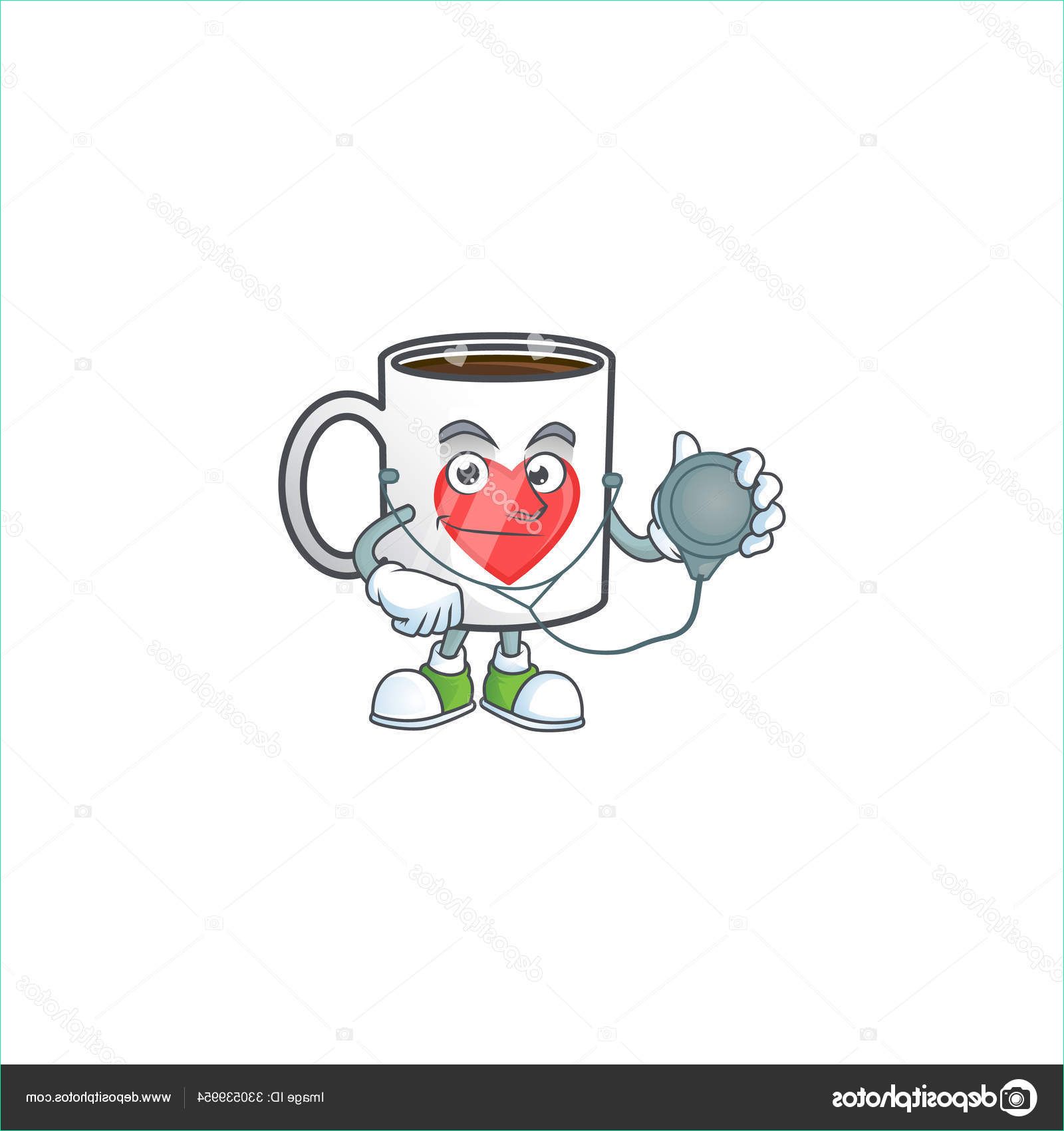 stock illustration cup coffee love cartoon character