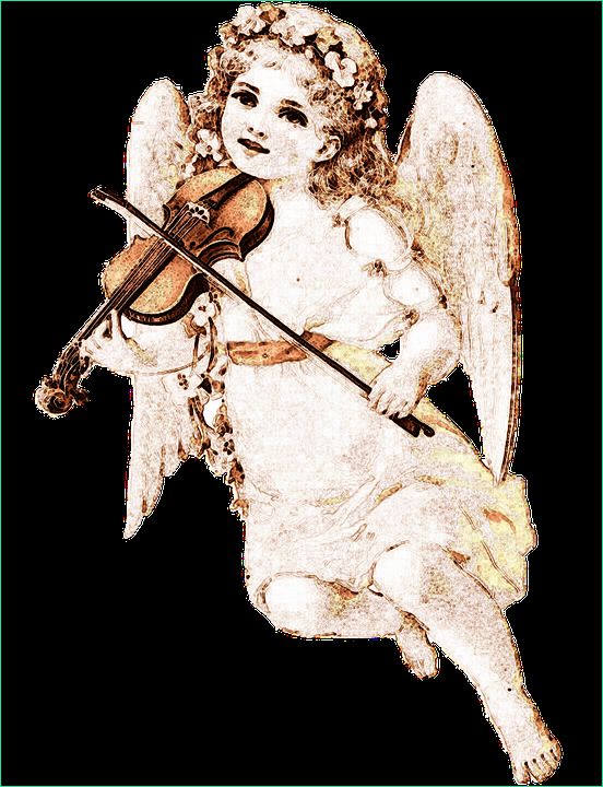 ange dessin violon antique vintage