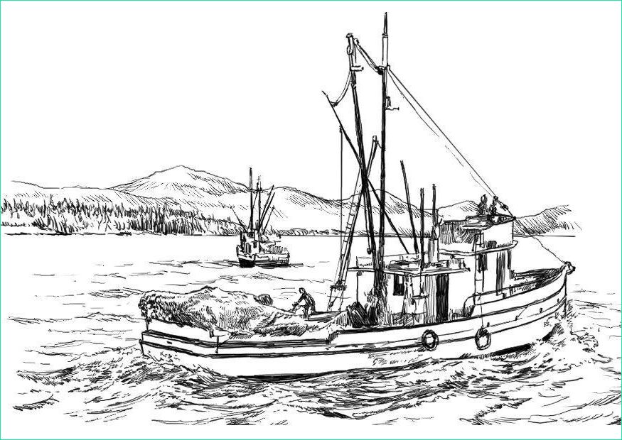 coloriage bateau de peche i8059