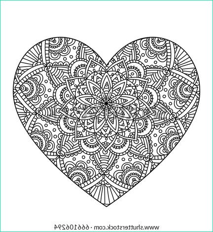 vector drawing heart mandala pattern isolated