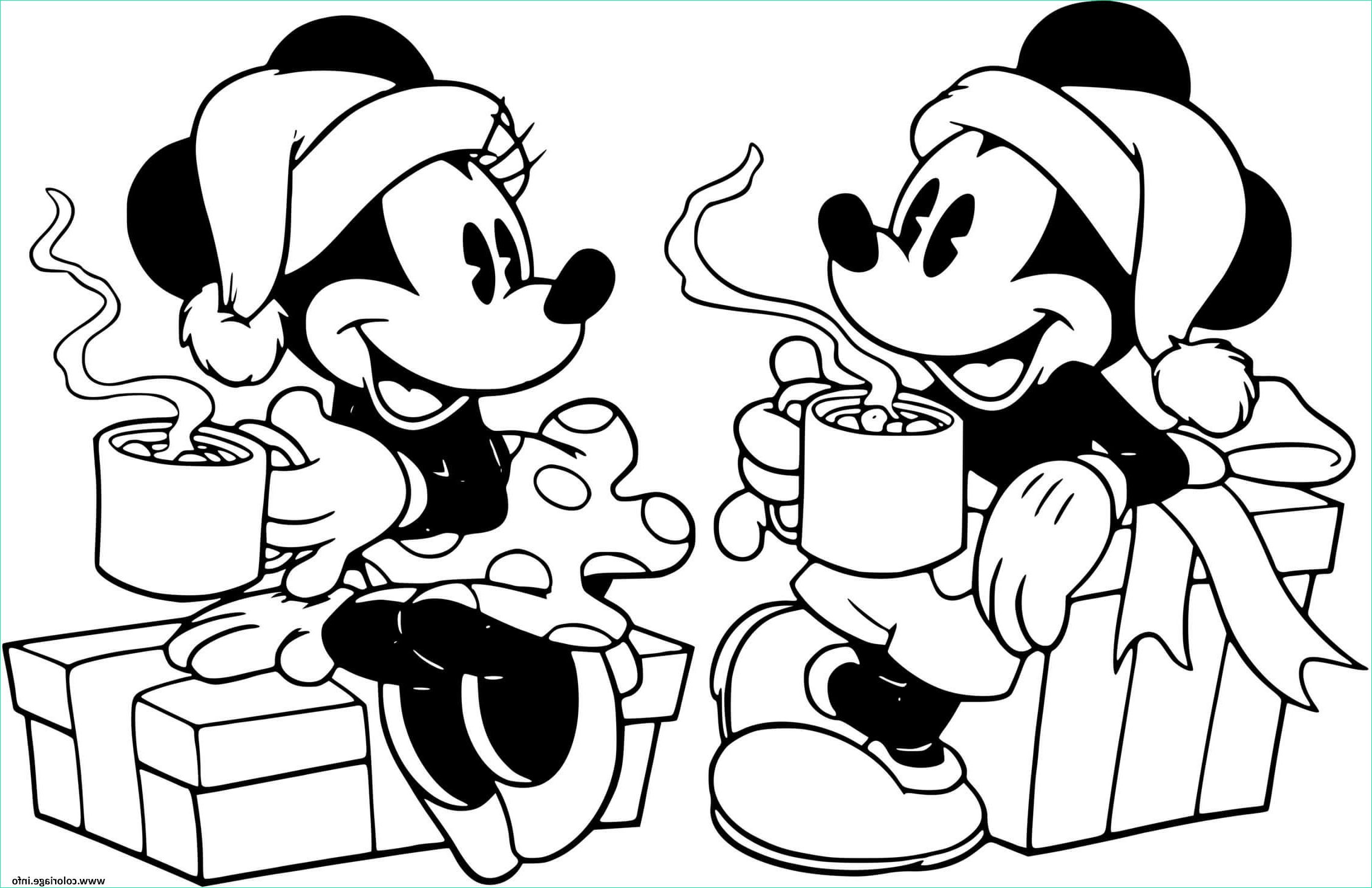 mickey minnie drinking hot cocoa coloriage