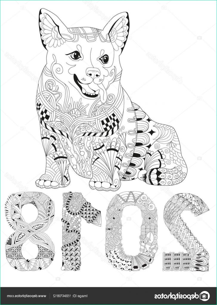 stock illustration number 2018 zentangle with dog
