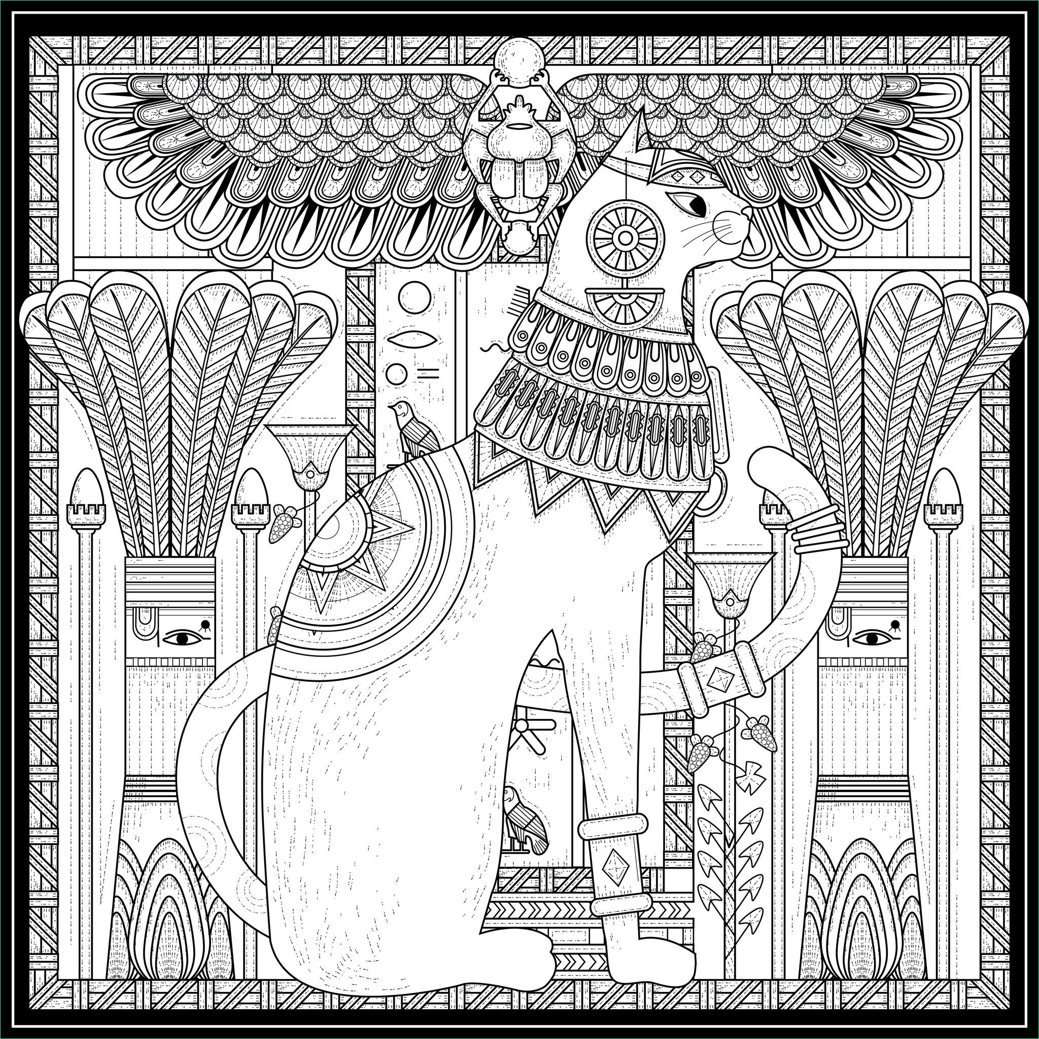 image=egypte et hieroglyphes coloring adult egypt cat egyptian style and symbols by kchung 1