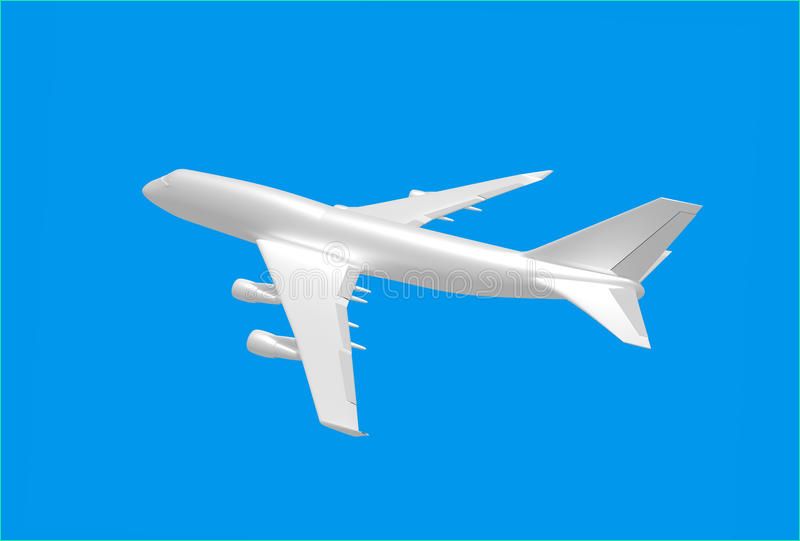 illustration stock avion blanc sur le fond bleu d image