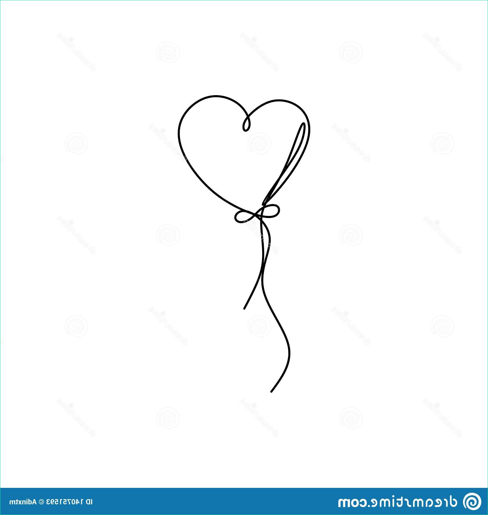 love heart balloon continuous line drawing vector image