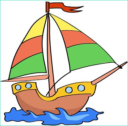 bateau dessin coloré sur fond blanc gm