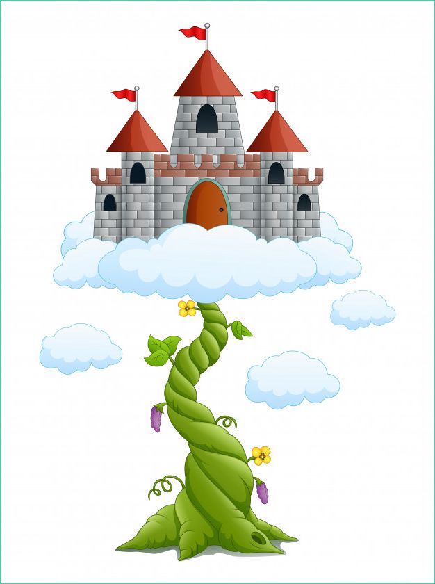 germination haricot dessin anime chateau dans nuages