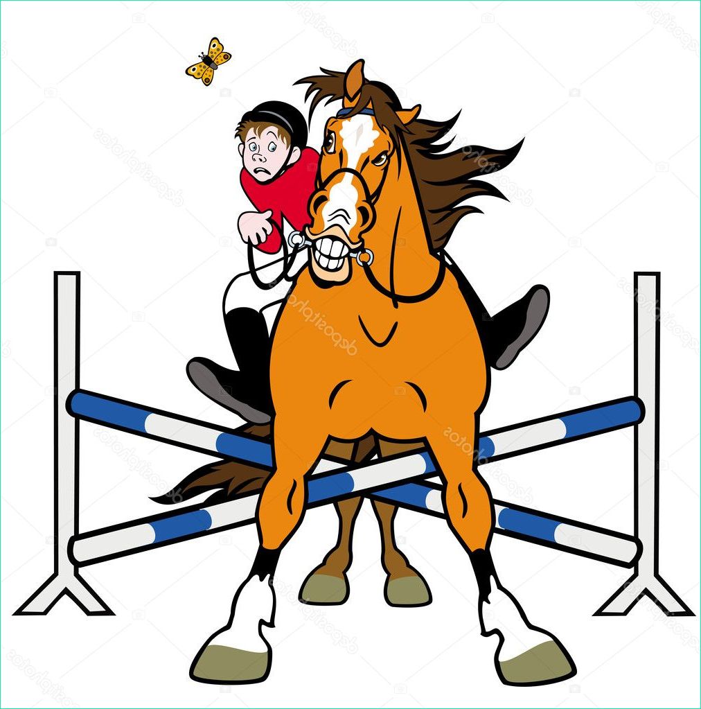 stock illustration cartoon horse showjumping