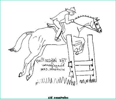 coloriage cheval qui saute un obstacle