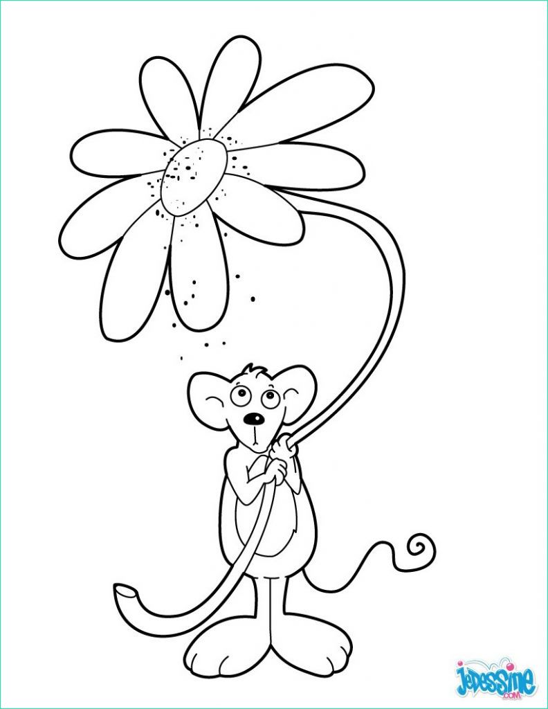 dessin souris facile elegant photos coloriages souris avec une fleur fr hellokids