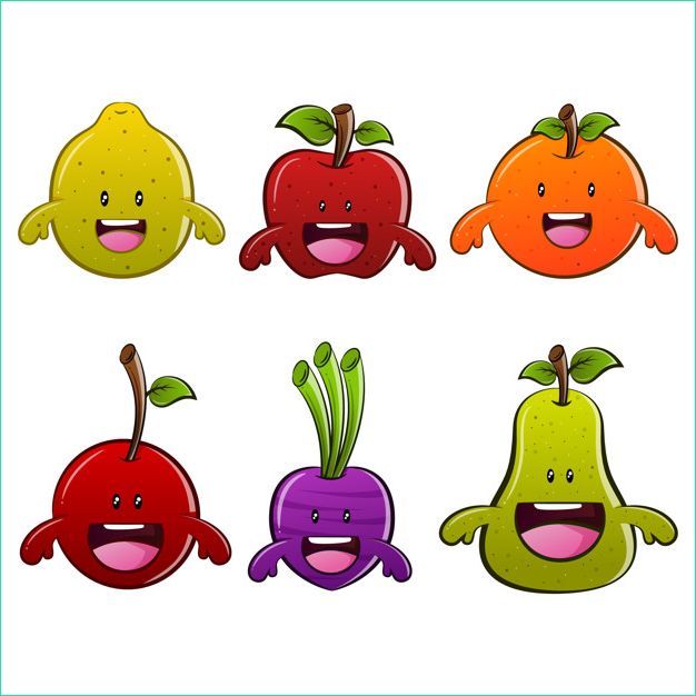dessin anime drole fruits legumes