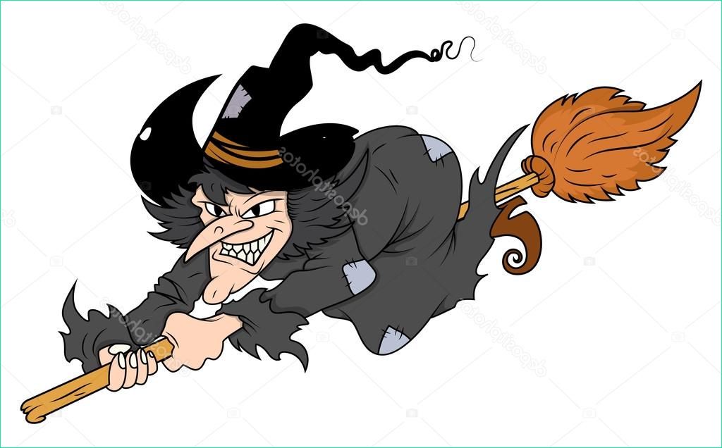 stock illustration flying witch on broom vector