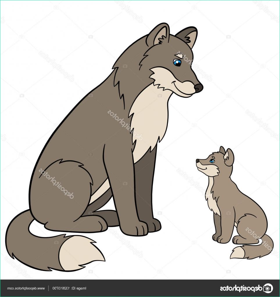 stock illustration cartoon animals father wolf with