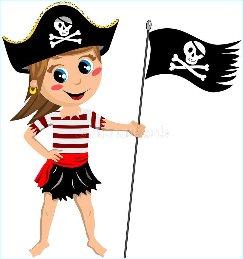 illustration stock fille jolly roger flag isolated de pirate image