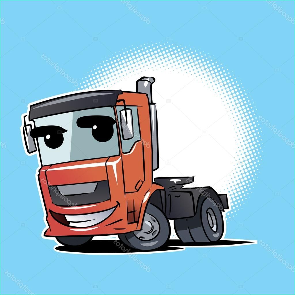 stock illustration tractor trailer truck cartoon character